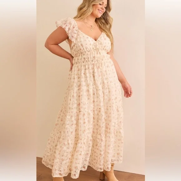 Arula Elisa Chiffon Double Floral Maxi Dress GORGEOUS NWT 0X - Picture 5 of 7